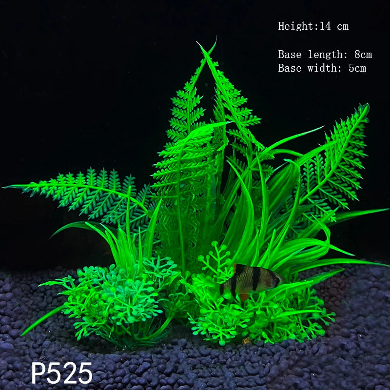 Artificial Aquarium Plant Decoration – Plastic Greenery with Resin Base