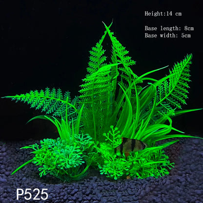 Artificial Aquarium Plant Decoration – Plastic Greenery with Resin Base