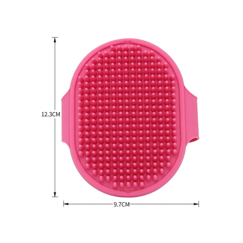 Dog Grooming Brush Pet Shampoo Comb Soft Rubber Glove Hair Grooming Massage Comb with Adjustable Strap for Short Long Hair Dogs Ditzy Petunia