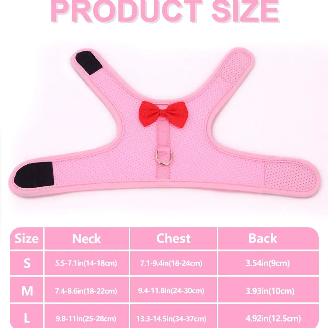 Small Animal Harness &amp; Leash Set – With Cute Red Bow