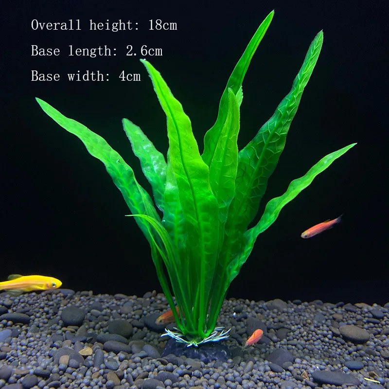 Artificial Aquarium Plant Decoration – Plastic Greenery with Resin Base