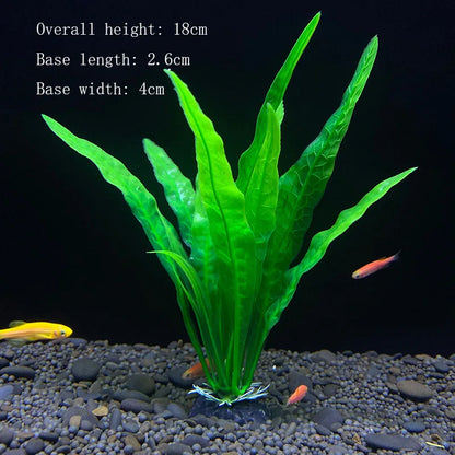 Artificial Aquarium Plant Decoration – Plastic Greenery with Resin Base