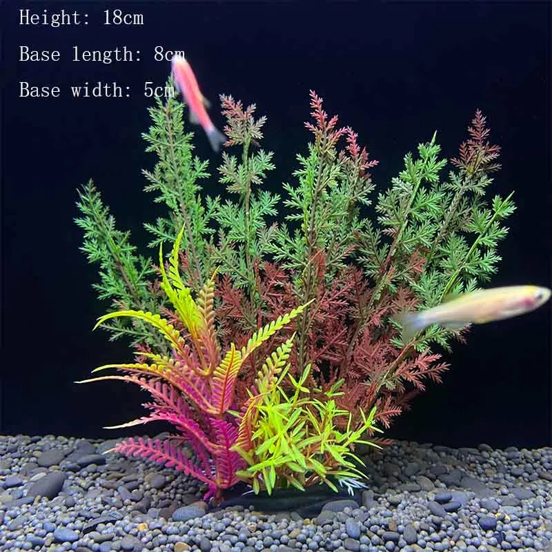 Artificial Aquarium Plant Decoration – Plastic Greenery with Resin Base