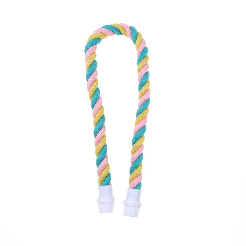 Corduroy Bird Rope Perch - Flexible and Durable Bird Cage Accessory | Cotton Rope &amp; Iron Wire - Ditzy Petunia