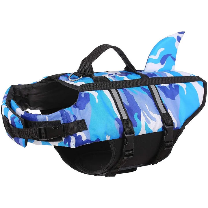 Shark Fin Dog Life Jacket – Adjustable Buoyancy Swim Vest - Ditzy Petunia