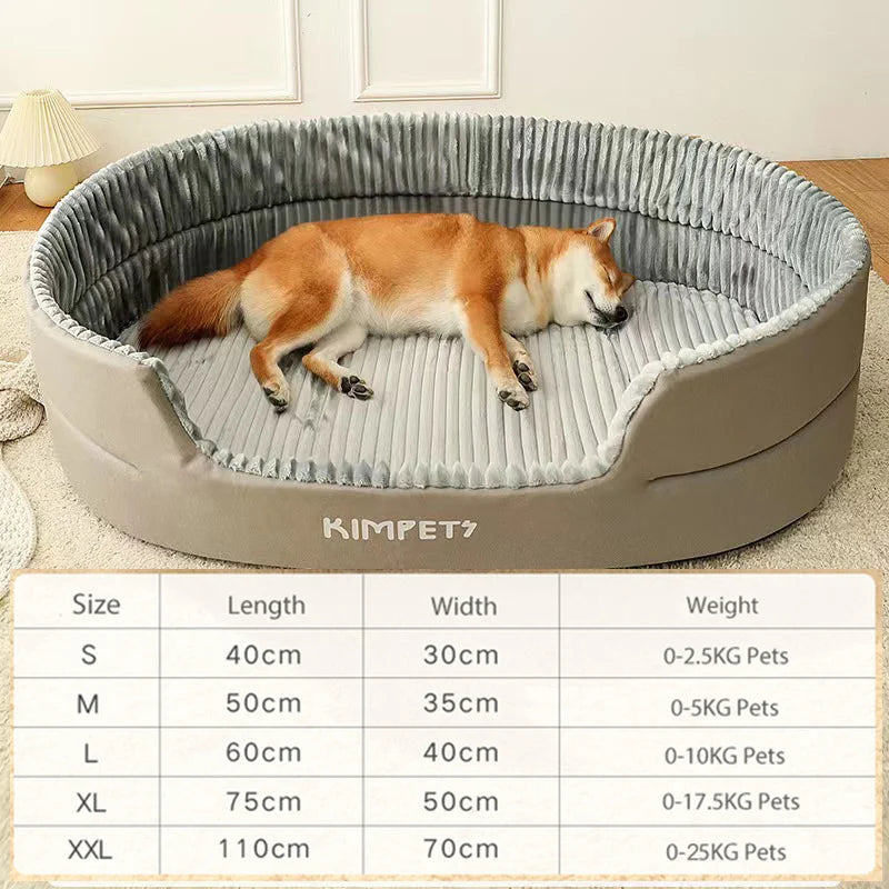 Calming Plush Dog Bed – Soft Round Pet Sofa with Non-Slip Base