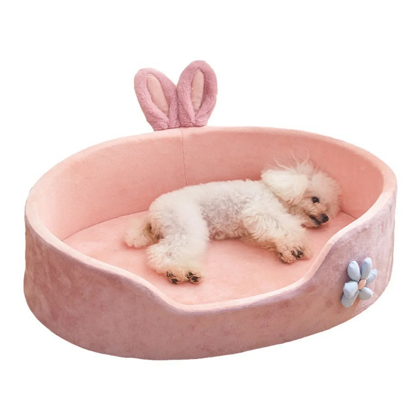 Soft Breathable Pet Bed for Dogs & Cats – Removable Cover, All-Season Comfort (Pink)