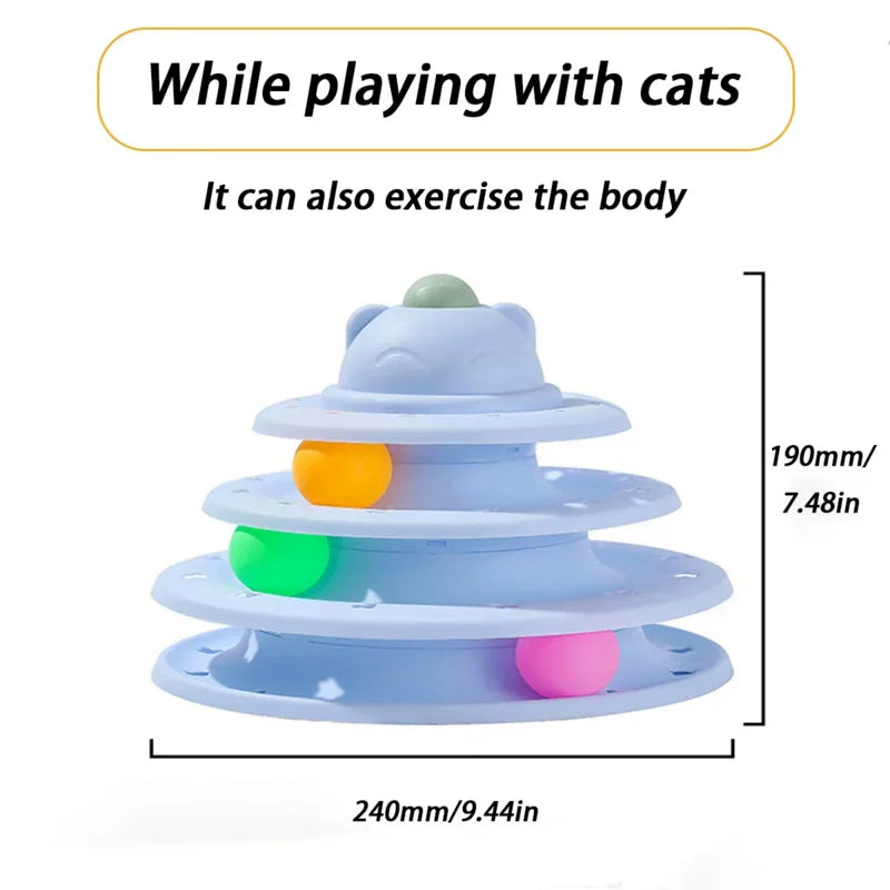 4-Level Cat Tower Ball Toy – Interactive Puzzle &amp; Play Track - Ditzy Petunia
