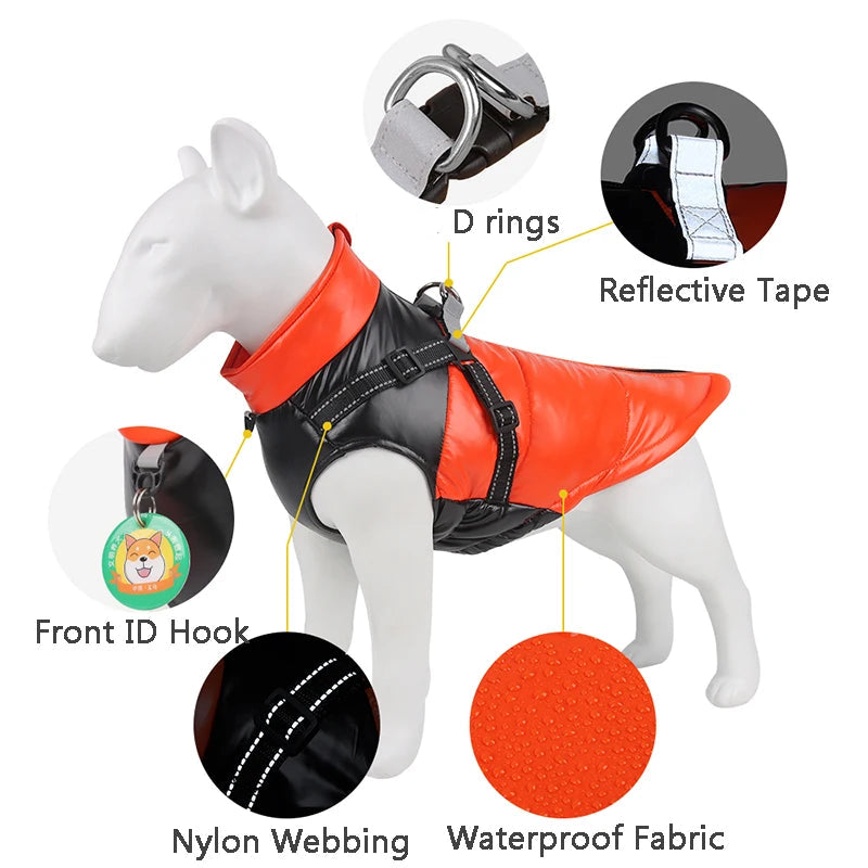 Winter Dog Jacket with Harness | Waterproof Warm Coat for Small &amp; Medium Dogs | Pet Clothes for Chihuahua, French Bulldog, and More - Ditzy Petunia