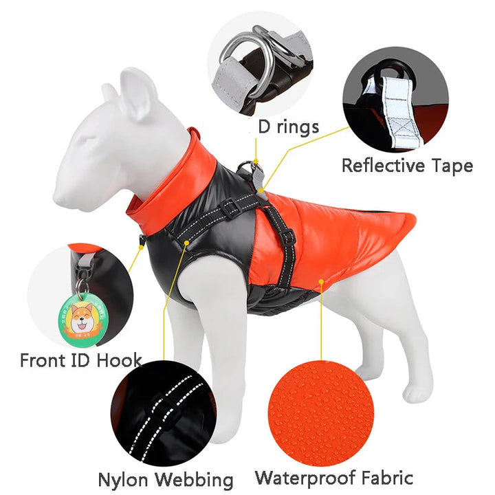 Winter Dog Jacket with Harness | Waterproof Warm Coat for Small &amp; Medium Dogs | Pet Clothes for Chihuahua, French Bulldog, and More - Ditzy Petunia