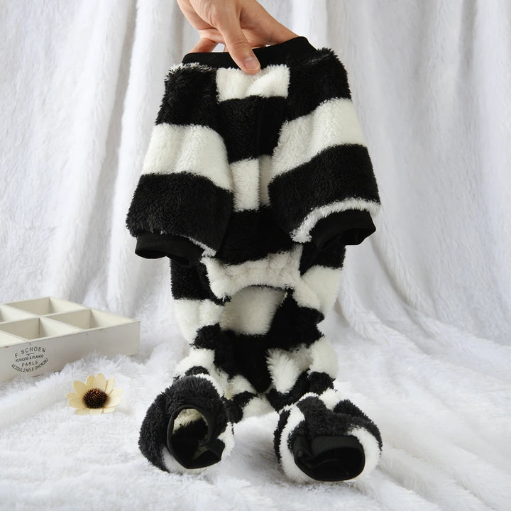 Soft Stripe Fleece Dog Sweatshirt - Warm Hooded Coat for Small Dogs, Cats, &amp; Puppies - Ditzy Petunia