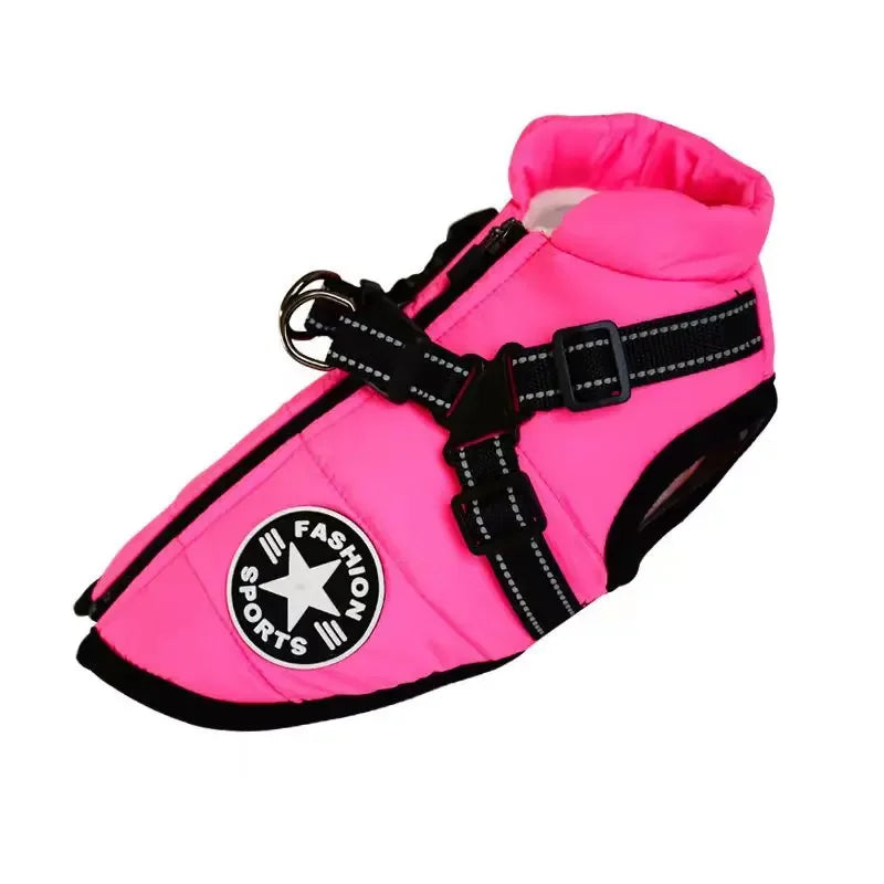 Waterproof Dog Jacket with Harness - Winter Warm Coat for Small to Large Dogs Ditzy Petunia