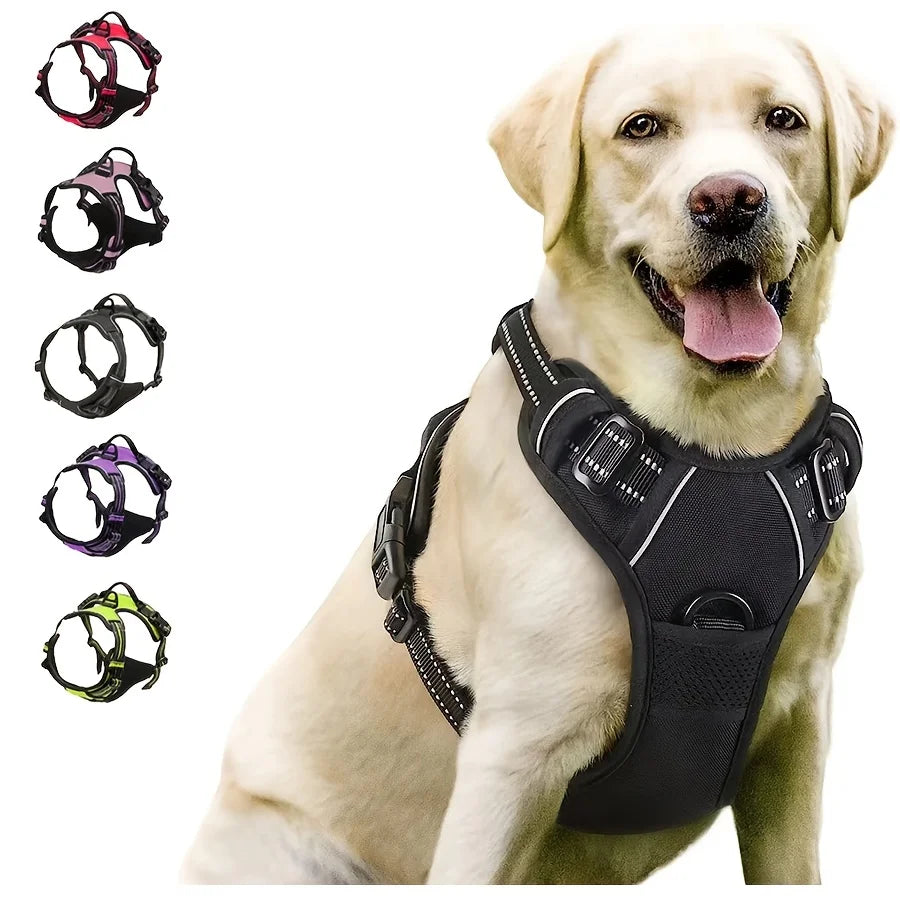 Reflective Vest Dog Harness - Adjustable Comfortable No Pull Harness for All Dog Sizes Ditzy Petunia