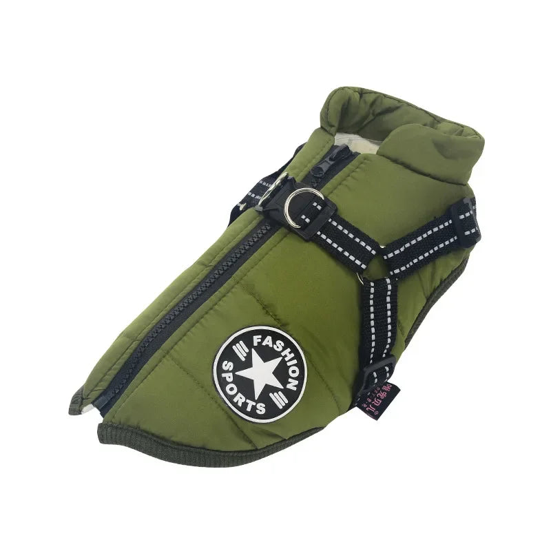 Waterproof Dog Jacket with Harness - Winter Warm Coat for Small to Large Dogs Ditzy Petunia