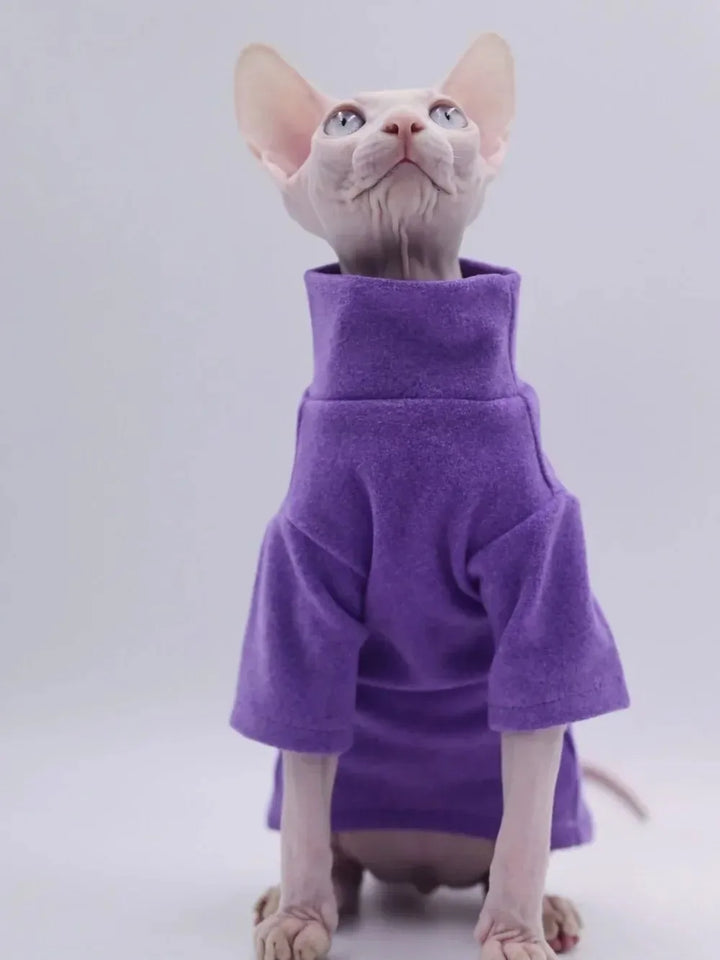 Sphynx Cat Clothes - Soft Cotton Winter Sweater for Hairless Cats, Cornish &amp; Devon Rex - Ditzy Petunia