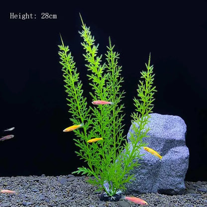 Artificial Aquarium Plant Decoration – Plastic Greenery with Resin Base