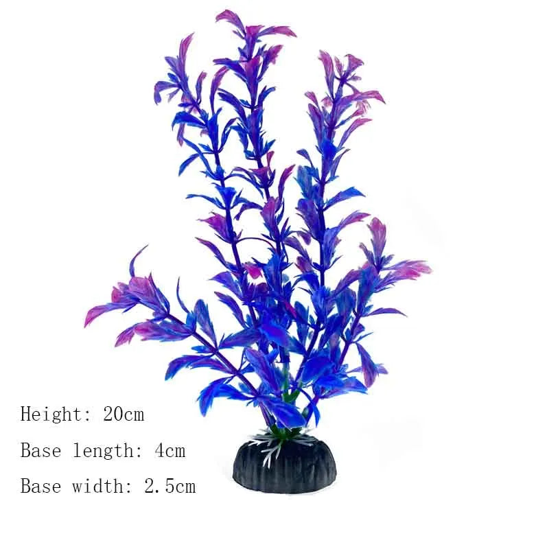 Artificial Aquarium Plant Decoration – Plastic Greenery with Resin Base