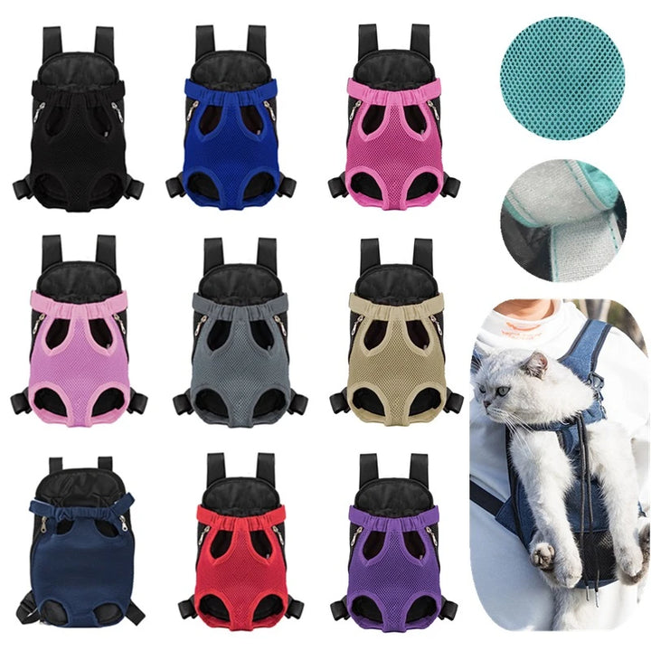 Double Shoulder Breathable Portable Travel Pet Dog Carrier Backpack Mesh Carrier Front Bag for Small Dog Cats Outdoor - Ditzy Petunia