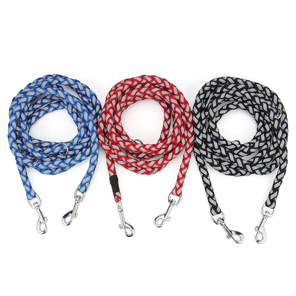 Reflective Double Dog Leash with Waist Belt – Hands-Free Walking for Two Dogs - Ditzy Petunia