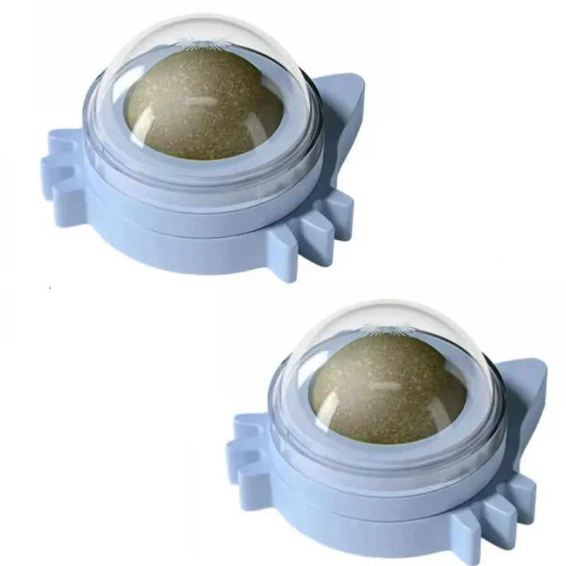 Lickable Catnip Ball Toy – 360° Rotating Chew Toy for Cats | Teeth Cleaning &amp; Wall-Mountable Play Ball - Ditzy Petunia