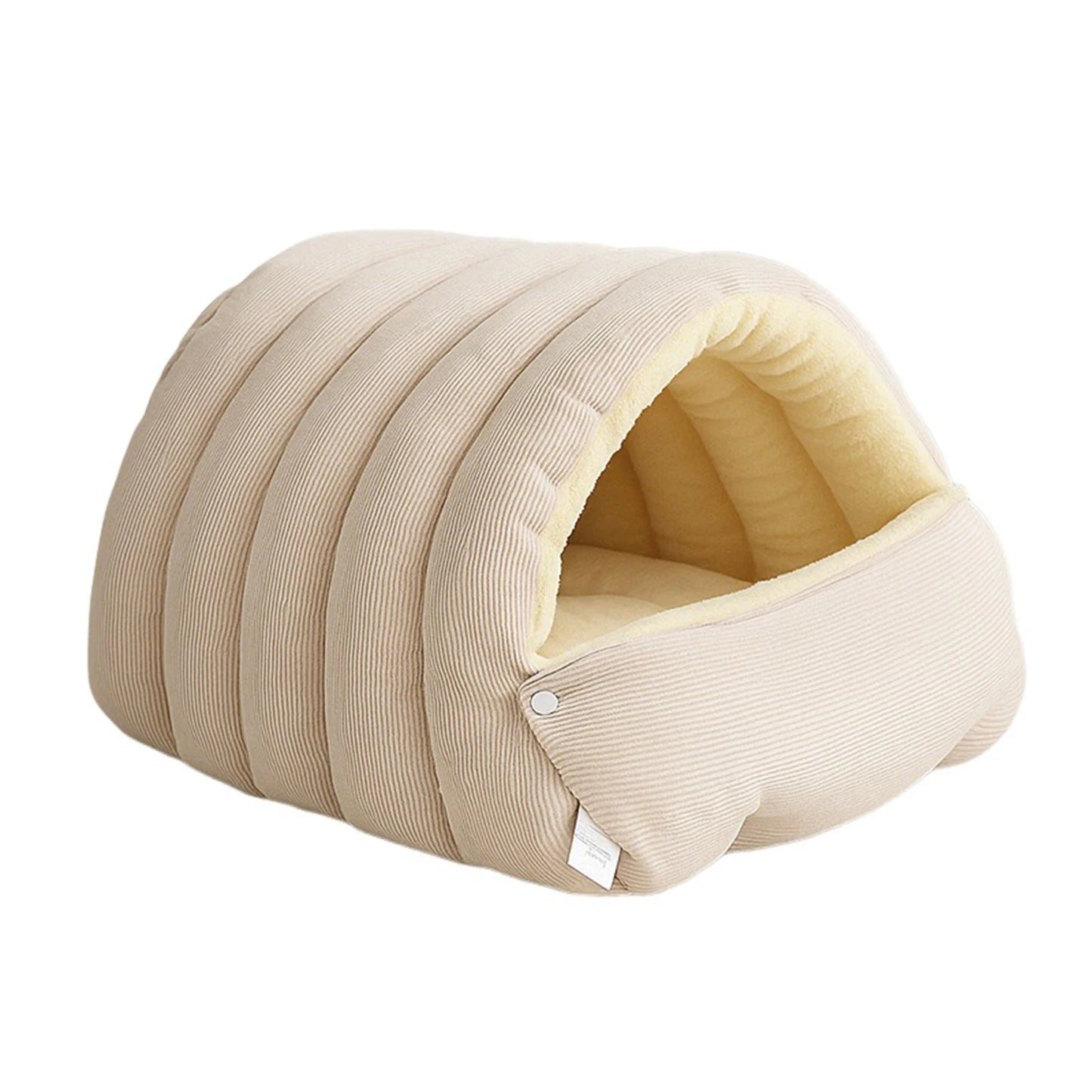 Winter Plush Cat Bed – Cozy Enclosed Cat Cave for Cats & Small Dogs