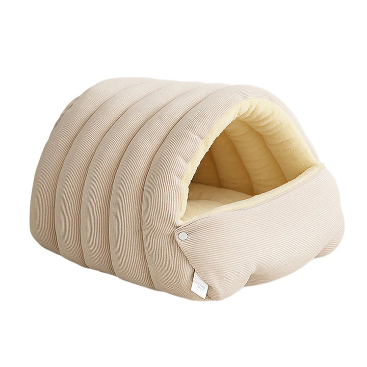 Winter Plush Cat Bed – Cozy Enclosed Cat Cave for Cats &amp; Small Dogs