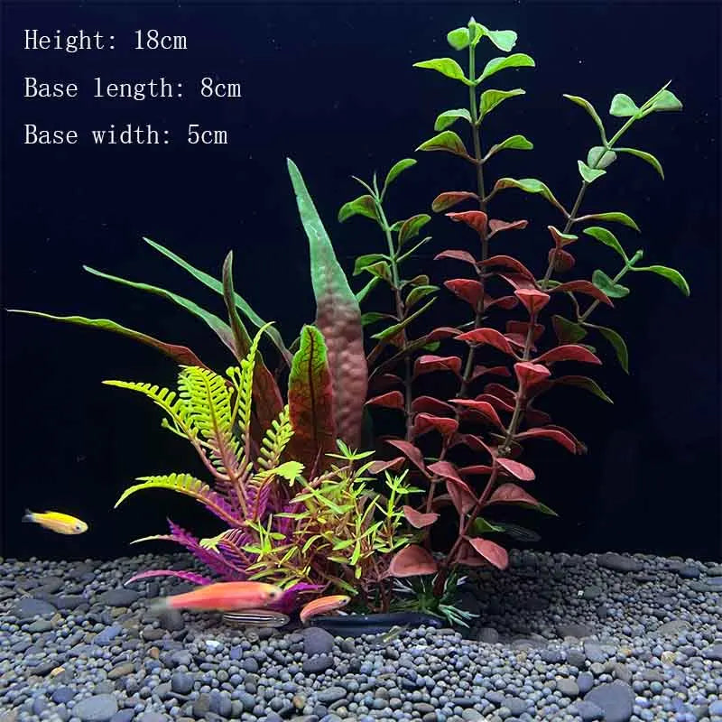 Artificial Aquarium Plant Decoration – Plastic Greenery with Resin Base