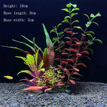 Artificial Aquarium Plant Decoration – Plastic Greenery with Resin Base