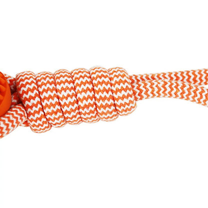 Pet Chew & Treat Ball – Rubber Rope Toy for Dental Cleaning, Tug Play, and IQ Training