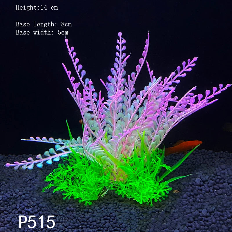 Artificial Aquarium Plant Decoration – Plastic Greenery with Resin Base