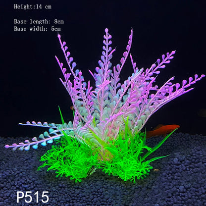 Artificial Aquarium Plant Decoration – Plastic Greenery with Resin Base