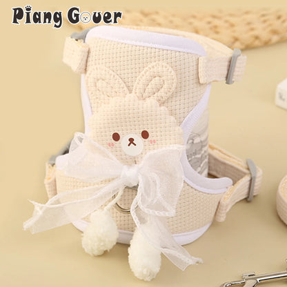 Lace Bow Dog Harness and Leash Set – Small Dog, Kitten, Cat Vest for Walking