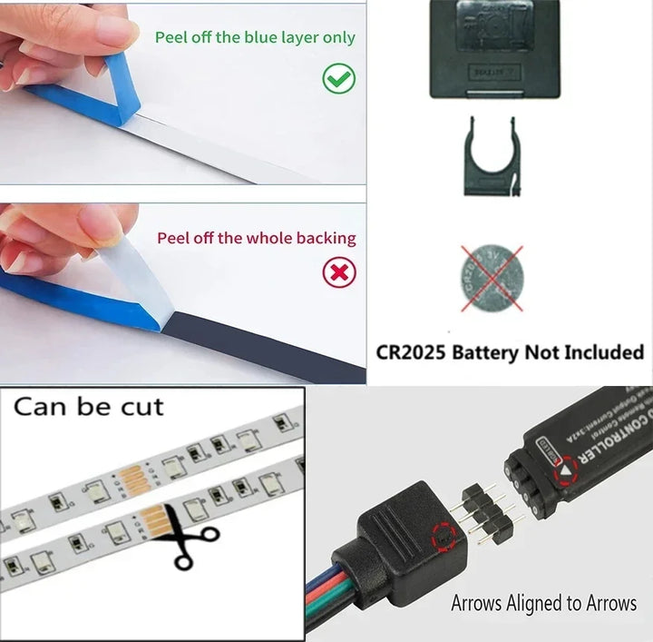 1-30M USB LED Strip Lights with APP Control | 5050 RGB Color Changing Flexible LED Light for Room Decor, TV Backlight, and Diode Lamp Tape Ditzy Petunia