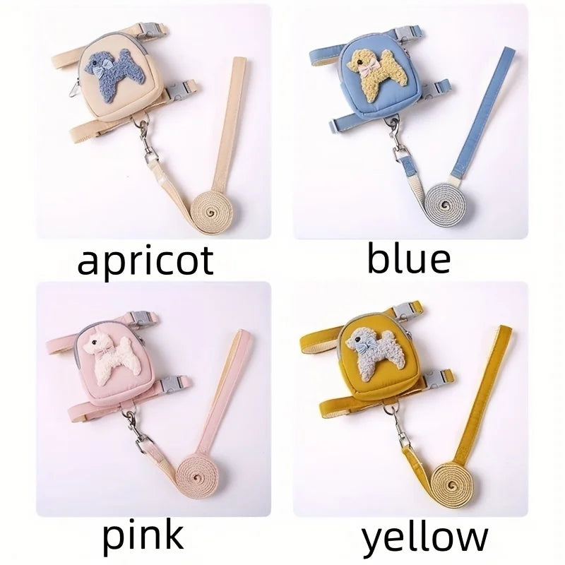 Adjustable Pet Vest with Backpack &amp; Leash – Outdoor Harness for Small &amp; Medium Dogs - Ditzy Petunia