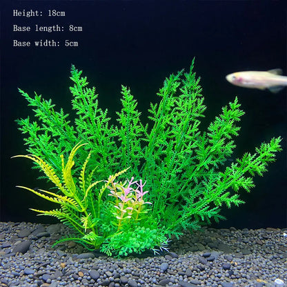 Artificial Aquarium Plant Decoration – Plastic Greenery with Resin Base