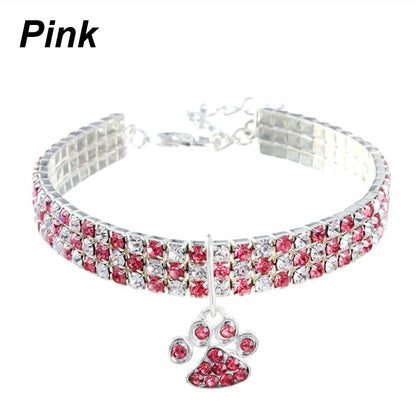 Elegant Crystal Pet Collar – Adjustable Jewelled Necklace for Cats & Dogs