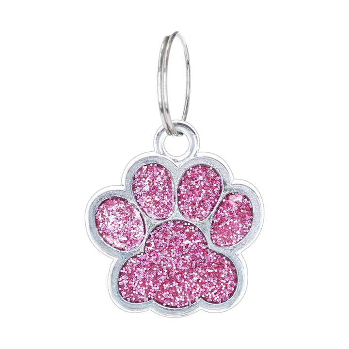 Custom Engraved Paw-Shaped Pet ID Tag – Reflective Glitter Name Tags for Dogs &amp; Cats - Ditzy Petunia