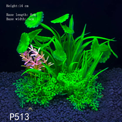 Artificial Aquarium Plant Decoration – Plastic Greenery with Resin Base