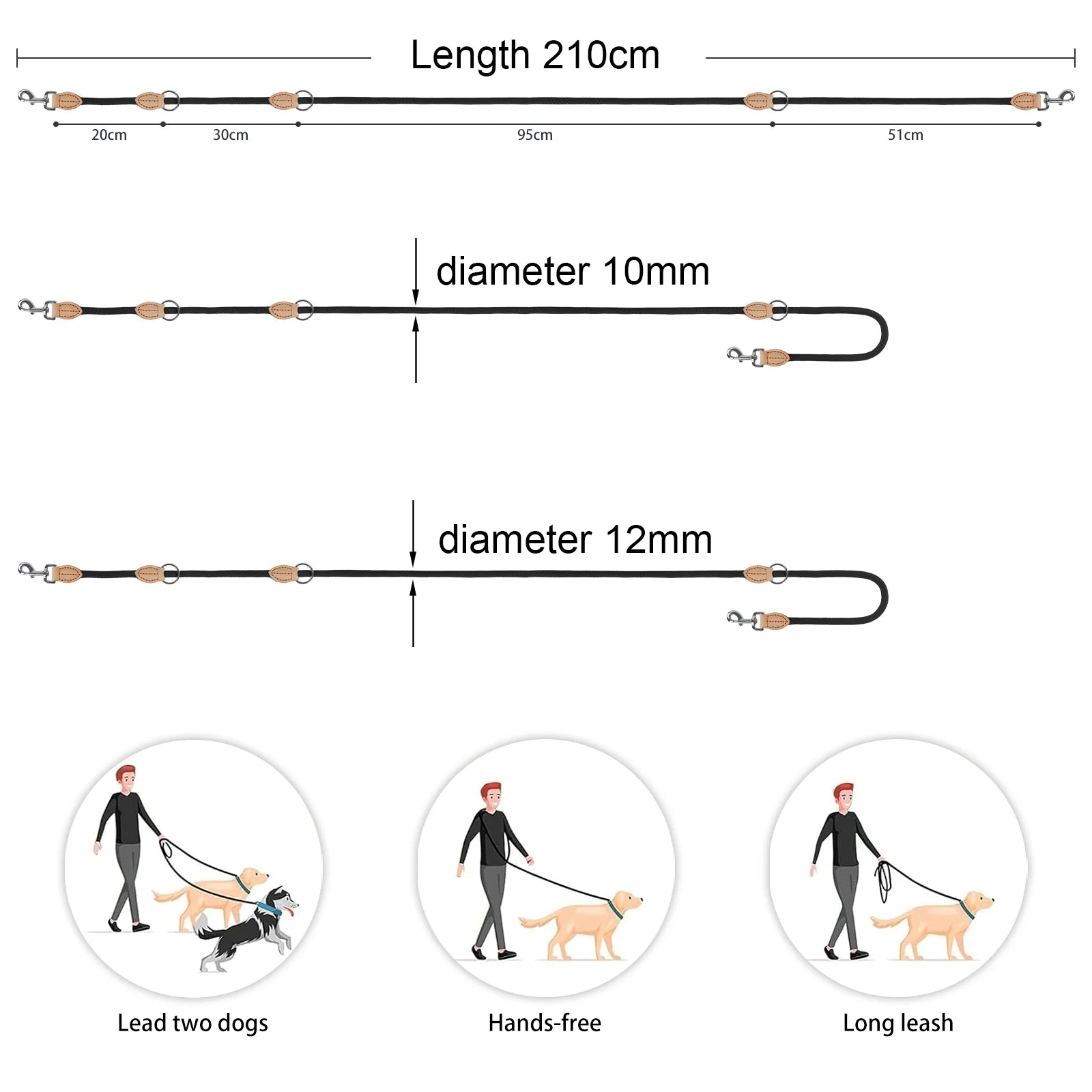 Hands-Free Double Dog Leash – Personalized, Luxury Nylon Leash for Small & Large Dogs - Ditzy Petunia