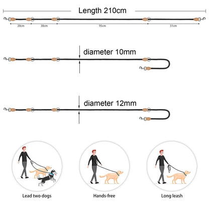 Hands-Free Double Dog Leash – Personalized, Luxury Nylon Leash for Small & Large Dogs