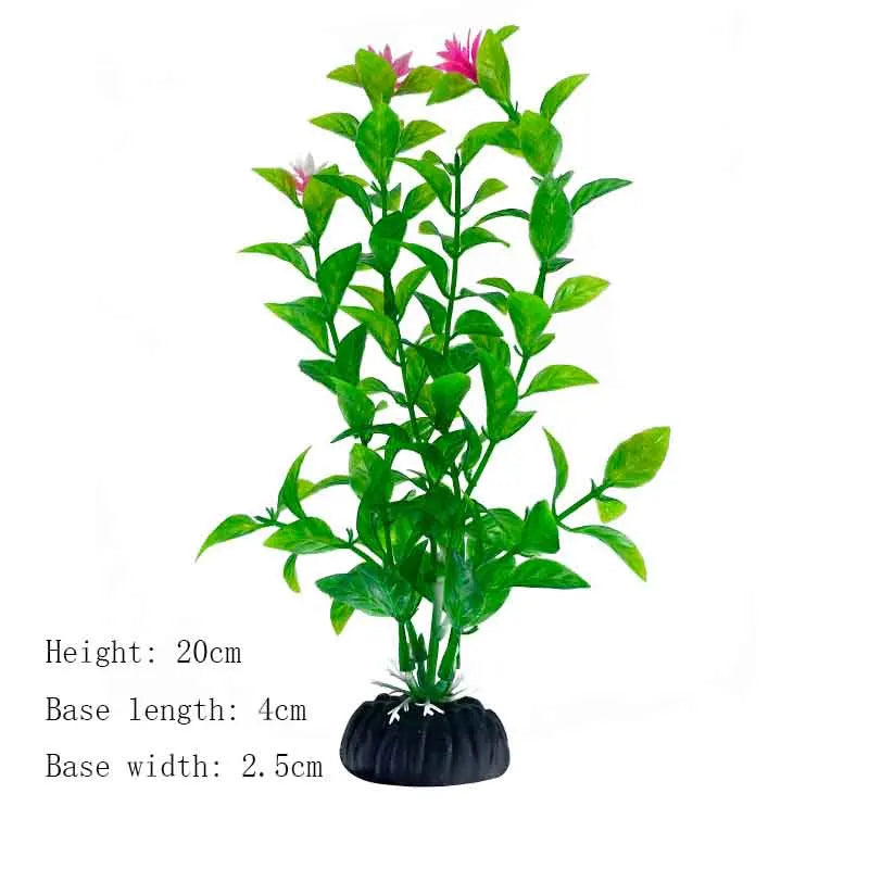 Artificial Aquarium Plant Decoration – Plastic Greenery with Resin Base