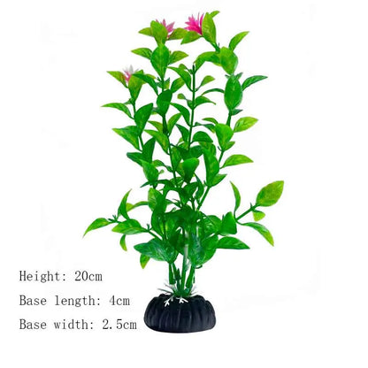 Artificial Aquarium Plant Decoration – Plastic Greenery with Resin Base
