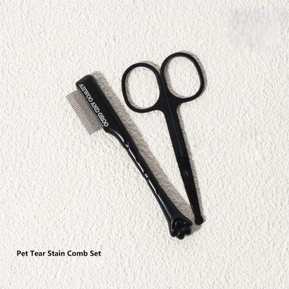 Pet Facial Cleaning Comb & Scissors Set – Tear Stain Remover & Grooming Tool for Dogs and Cats