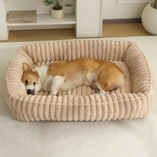 Large Waterproof Dog Bed Sofa — Plush Square Pet Bed for Dogs & Cats (All Seasons)