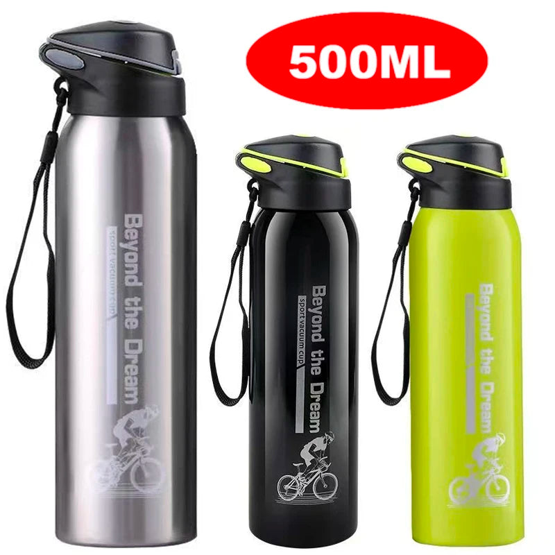 500ML Stainless Steel Bike Water Bottle – Hot & Cold, One-Push Open, Sweat-Proof & BPA-Free Ditzy Petunia