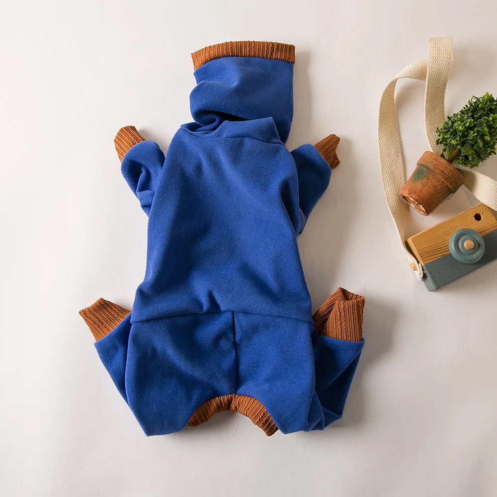 XL-5XL Cozy Turtleneck Dog Jumpsuit – Velvet Pajamas for Small, Medium, Large, and Big Dogs - Ditzy Petunia