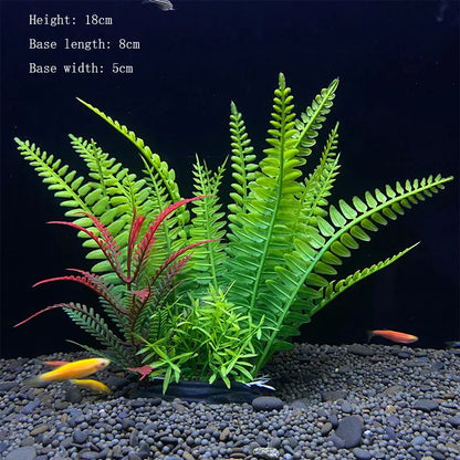 Artificial Aquarium Plant Decoration – Plastic Greenery with Resin Base