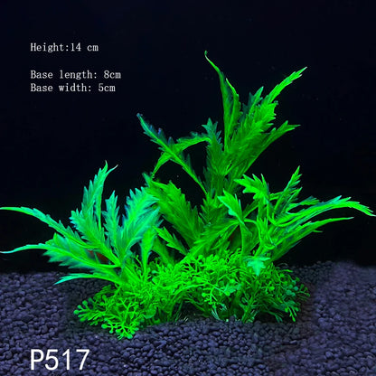 Artificial Aquarium Plant Decoration – Plastic Greenery with Resin Base