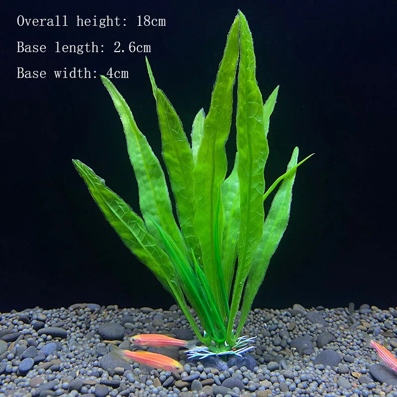 Artificial Aquarium Plant Decoration – Plastic Greenery with Resin Base