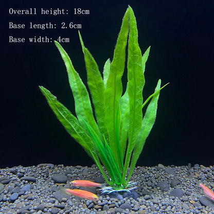 Artificial Aquarium Plant Decoration – Plastic Greenery with Resin Base